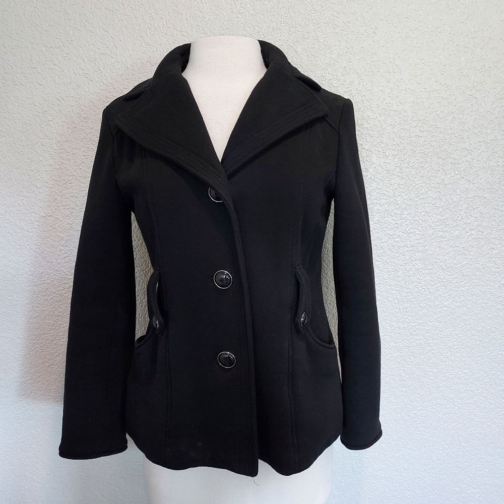 Kenneth Cole Black Button Pea Coat Size Small - Picture 13 of 13